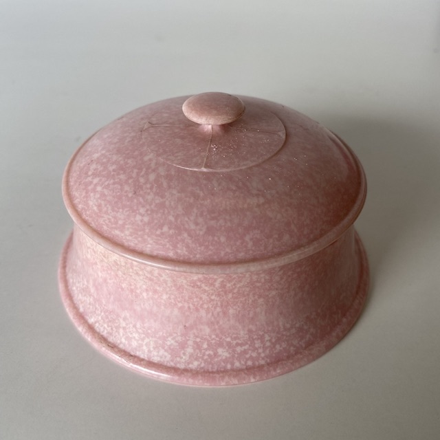 POWDER BOX, Vintage Pink Bakelite